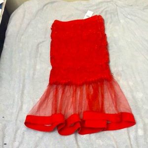 Red Formal Sheer Skirt